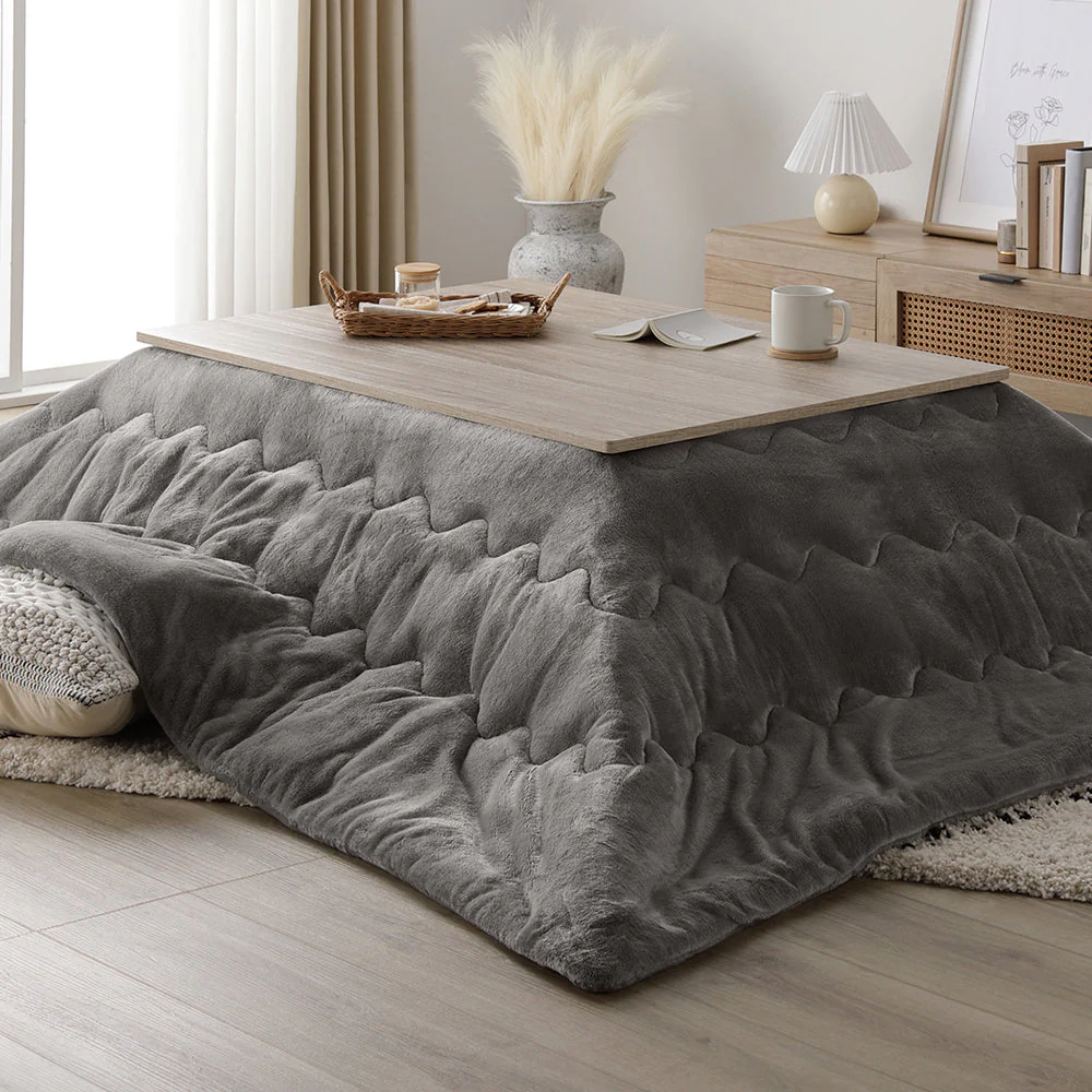折りたたみ式 こたつ 2点セット (テーブル+掛け布団) 長方形(約105×75cm) グレージュ/ウォールナット・アイボリー - Image 25