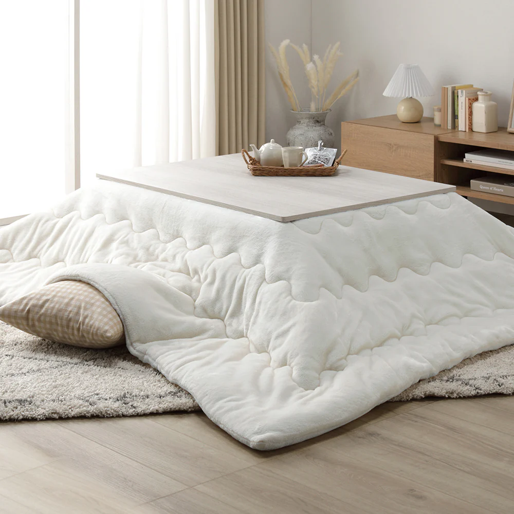 折りたたみ式 こたつ 2点セット (テーブル+掛け布団) 長方形(約105×75cm) グレージュ/ウォールナット・ホワイト - Image 27