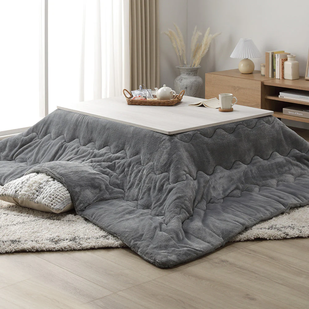 折りたたみ式 こたつ 2点セット(テーブル+掛け布団) 長方形(約105×75cm) ホワイトウォッシュ/ナチュラル・ピンク - Image 26