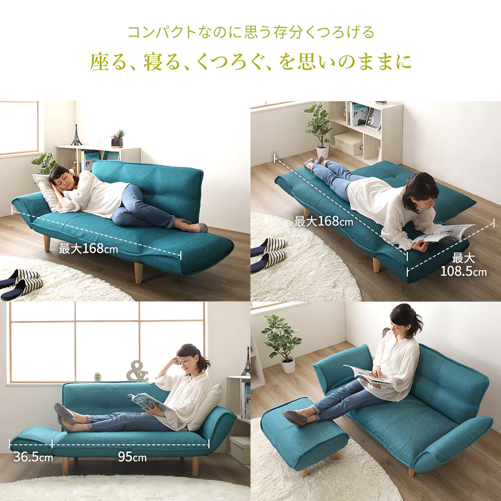 日本製 ポケットコイル オットマン単品 タスク生地 ネイビー - Image 7