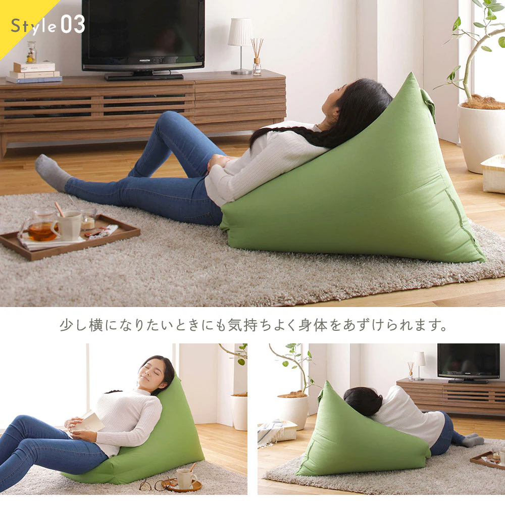 ビーズクッション 取っ手付きタイプ（ファブリック） カーキ - Image 5