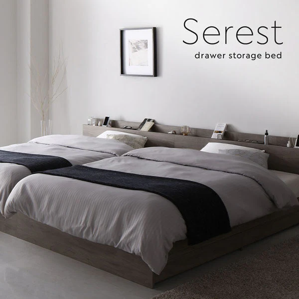 引き出し収納付きベッド 『Serest セレスト』 2台セット ホワイト - Image 10