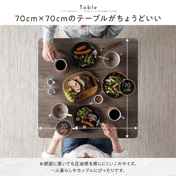 2人掛けダイニングセット（テーブル＋パイプデザインチェア） 『BOLIQ ボリック』 ストーン×ブラック - Image 9