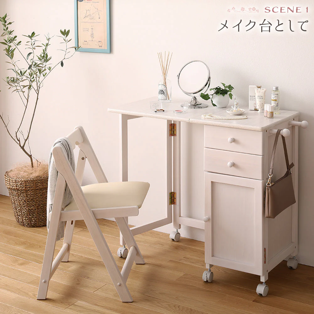 デスクがたためる 多機能収納 デスク&チェアセット ブラウン - Image 12