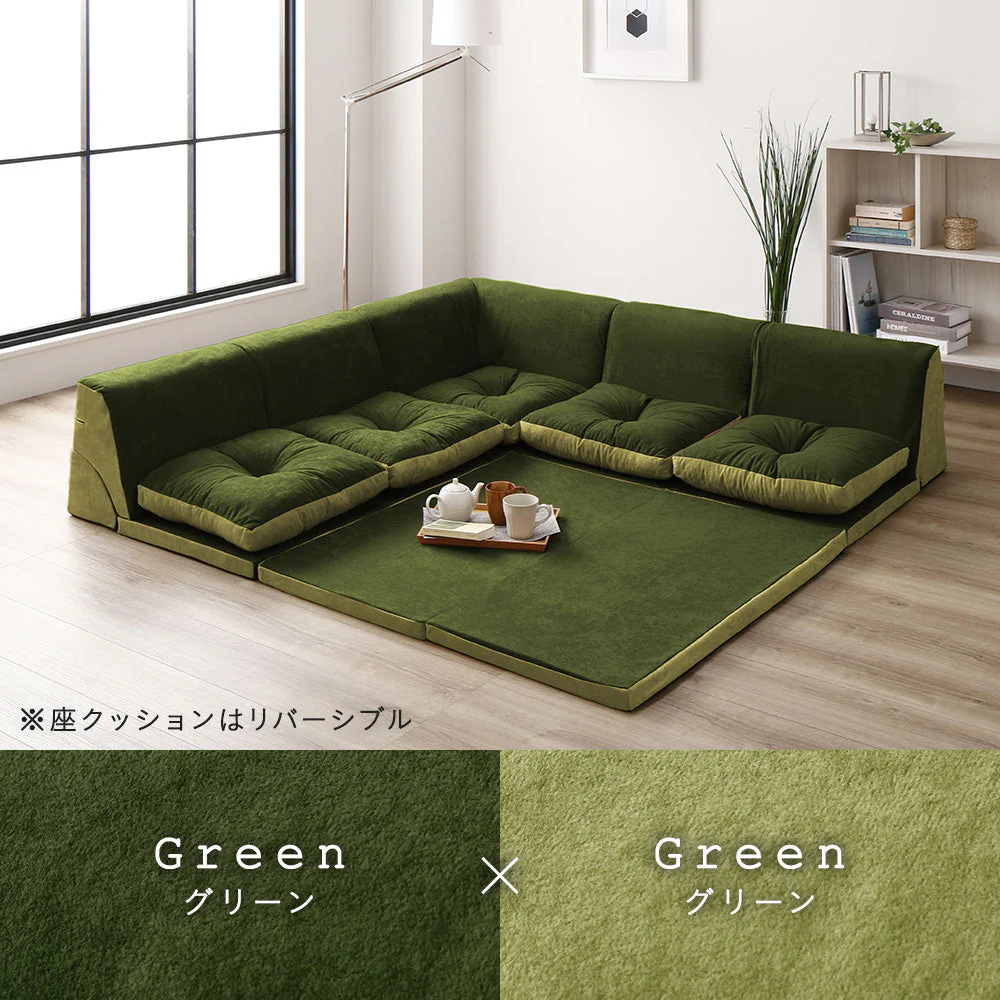 4cm厚マット付き くつろぎフロアソファ ブラウン×ベージュ（スエード調生地） - Image 7