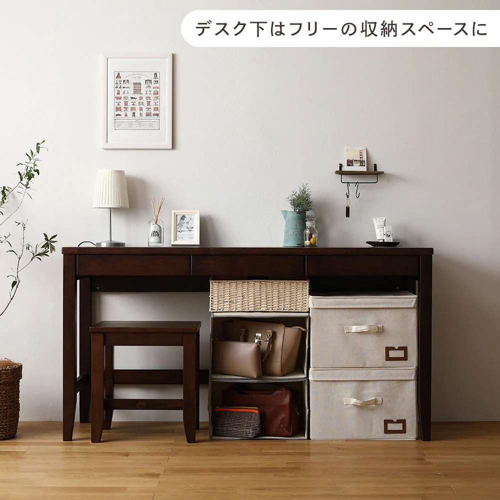 天然木 デスク単品 幅140×奥行60cm ブラウン - Image 17