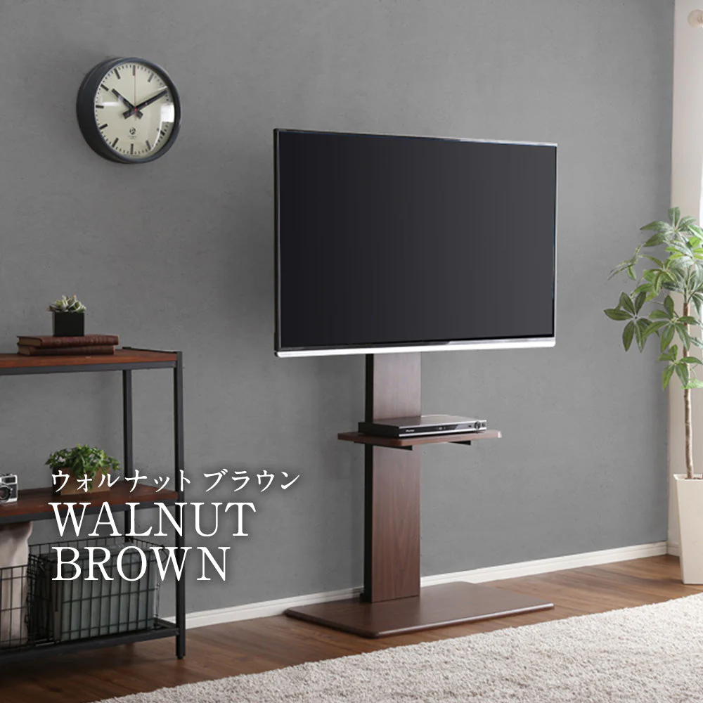 壁寄せTVスタンド（240度スイングタイプ） ロータイプ 棚付き ホワイト - Image 5