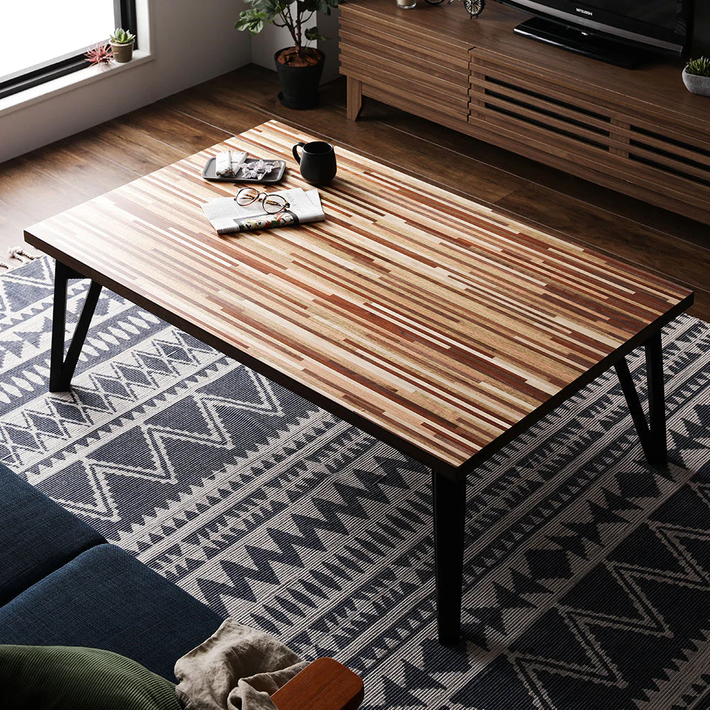 モザイク柄こたつテーブル 単品 105×75cm ナチュラル - Image 17