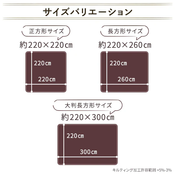 厚さ3センチ洗えるこたつ敷布団 正方形(220×220cm) - Image 4