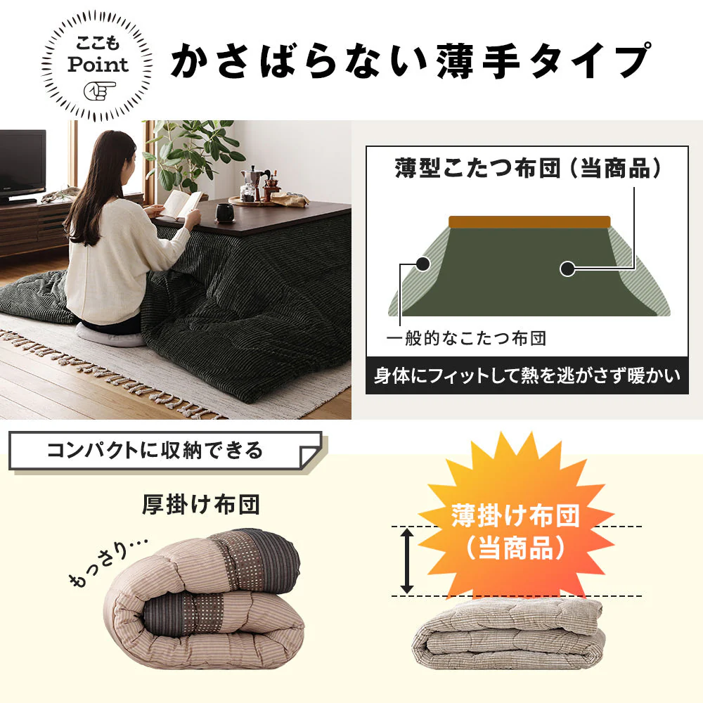 コーデュロイ調こたつ掛け布団 単品 ネイビー - Image 16