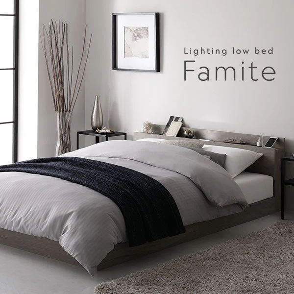 LED照明＆棚付きローベッド 『Famite ファミーテ』 グレージュ - Image 10