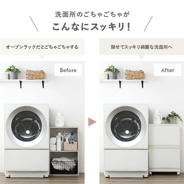 隠せる・分別できる ランドリーラック 収納ボックス ワイド3段 アイボリー×ブルー - Image 4