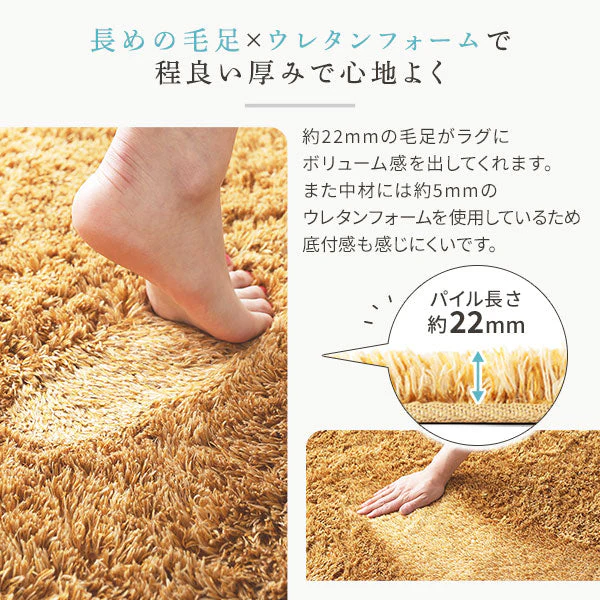 洗えるシャギーラグ 制菌加工 【2畳(約185×185cm)】 ブラウン - Image 10