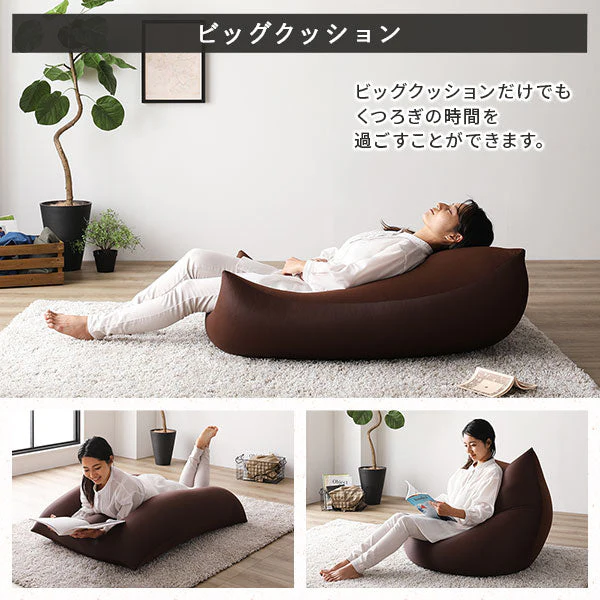 日本製 ビーズクッション 特大＆抱き枕 セット ネイビー - Image 15