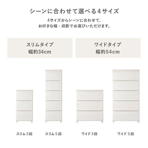 ホコリが入りにくいチェスト プラスチック製 日本製 スリム・5段 アイボリー - Image 16