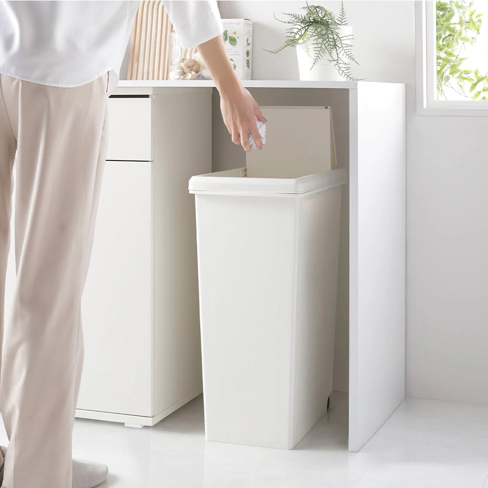 【日本製】サイズが選べる 棚下にも収納できる スライドオープン式 ごみ箱 45L クールグレー 単品 - Image 20