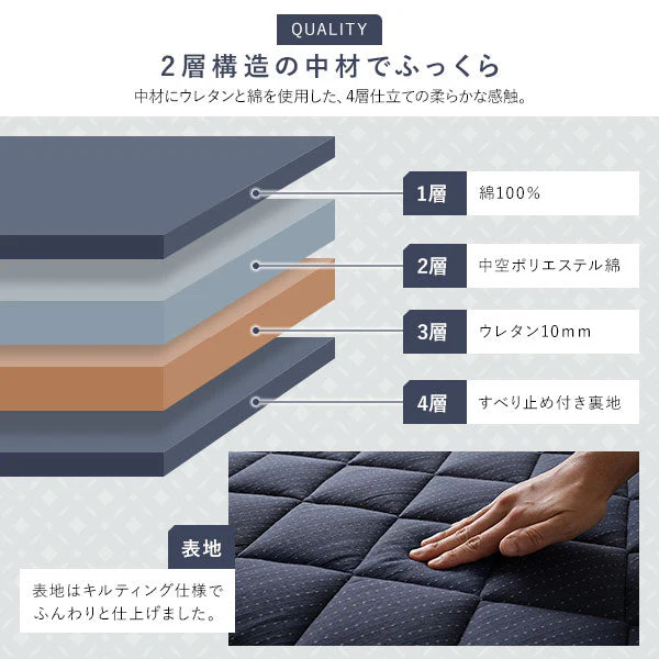 先染め こたつ敷き布団ラグ （デニム/つむぎ/刺子） 約190×260cm カーキ - Image 11