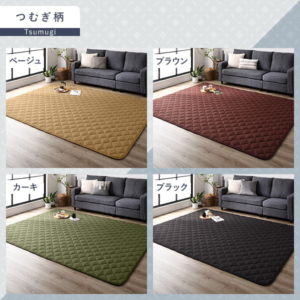 先染め こたつ敷き布団ラグ （デニム/つむぎ/刺子） 約190×260cm カーキ - Image 6