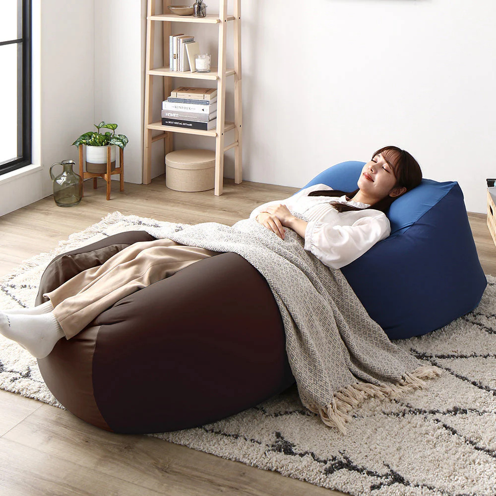 日本製 ビーズクッション 『STIIBO』 2個セット ブラウン・ネイビー