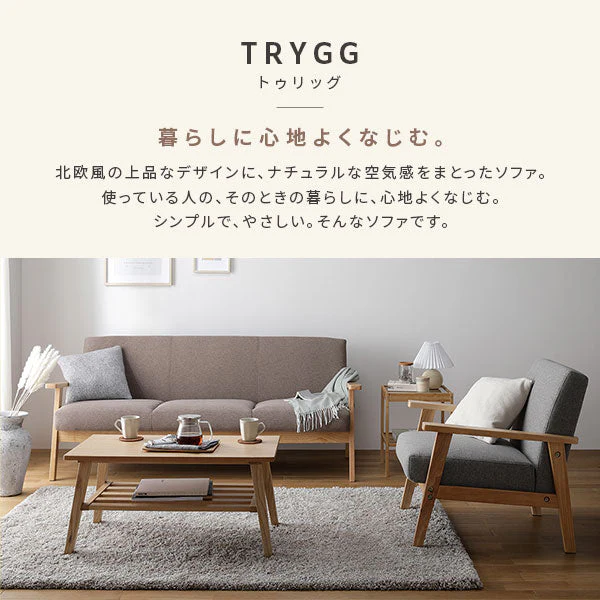 北欧風 2人掛け 木枠ソファ『TRYGG トゥリッグ』アーバングレー - Image 2
