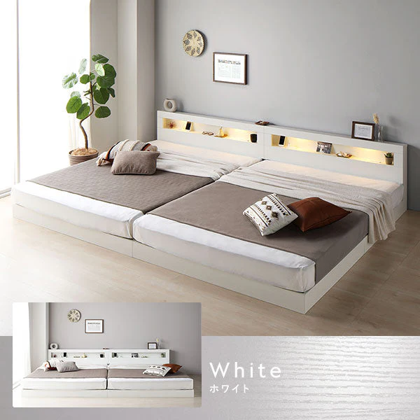 ホテルスタイル 連結ローベッド LED照明＆棚付き『CONCASA コンカーサ』ナチュラル - Image 5