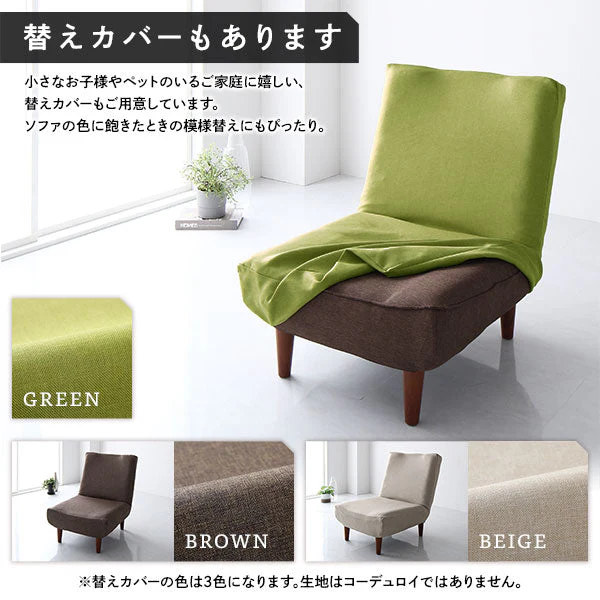 日本製 リクライニング ハイバックソファ 1人掛け単品 コーデュロイ生地 モスグリーン - Image 18