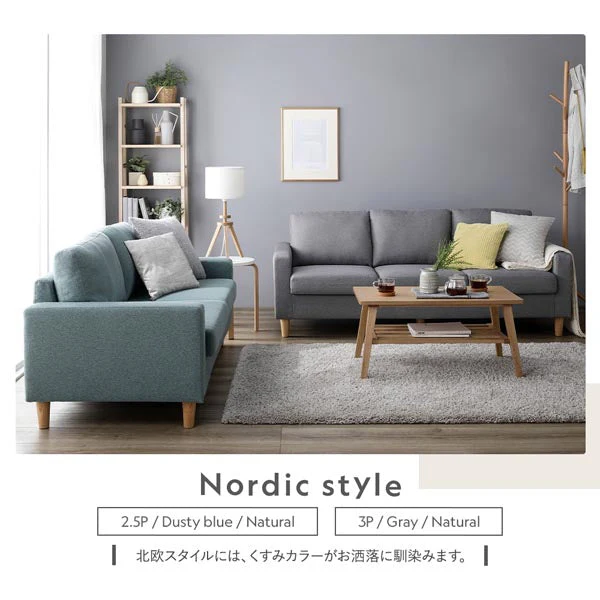 2.5人掛け 洗える着替えソファ『＆NAME アンドネーム』ダスティブルー - Image 22