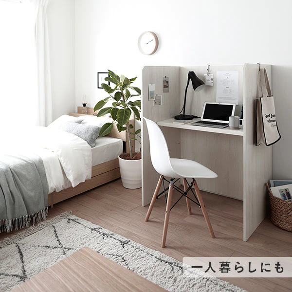 パーテーションデスク 木製 幅90cm ホワイト×ナチュラル - Image 19