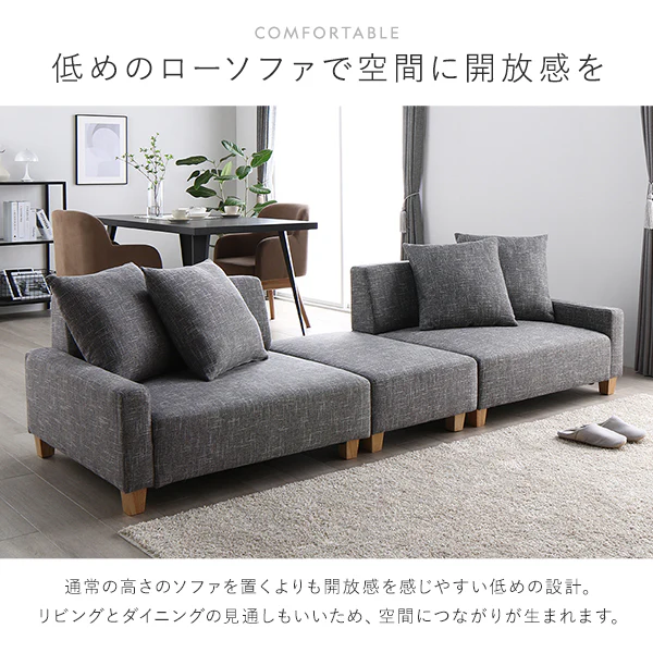 ビッグカウチソファ 『Ruarch ルアーチ』 3人掛け単品 アッシュグレー - Image 5