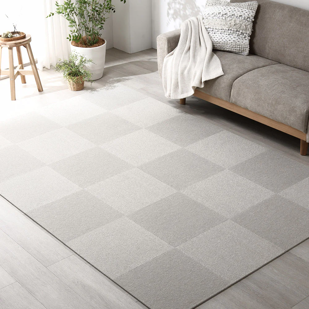 日本製 置くだけでズレない 洗える北欧調タイルカーペット ラグ用セット 約160×160cm(16枚セット) ペールブルー - Image 36