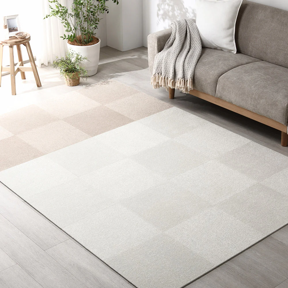 日本製 置くだけでズレない 洗える北欧調タイルカーペット ラグ用セット 約200×240cm(30枚セット) ペールブルー - Image 32