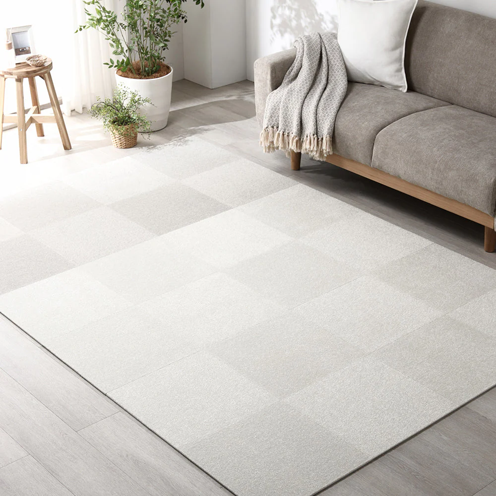日本製 置くだけでズレない 洗える北欧調タイルカーペット ラグ用セット 約200×240cm(30枚セット) ライトブラウン - Image 34