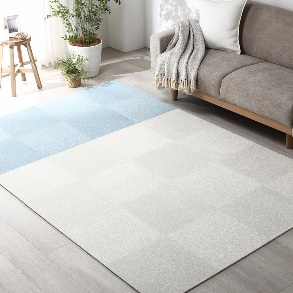 日本製 置くだけでズレない 洗える北欧調タイルカーペット ラグ用セット 約160×200cm(20枚セット) モスグリーン - Image 31