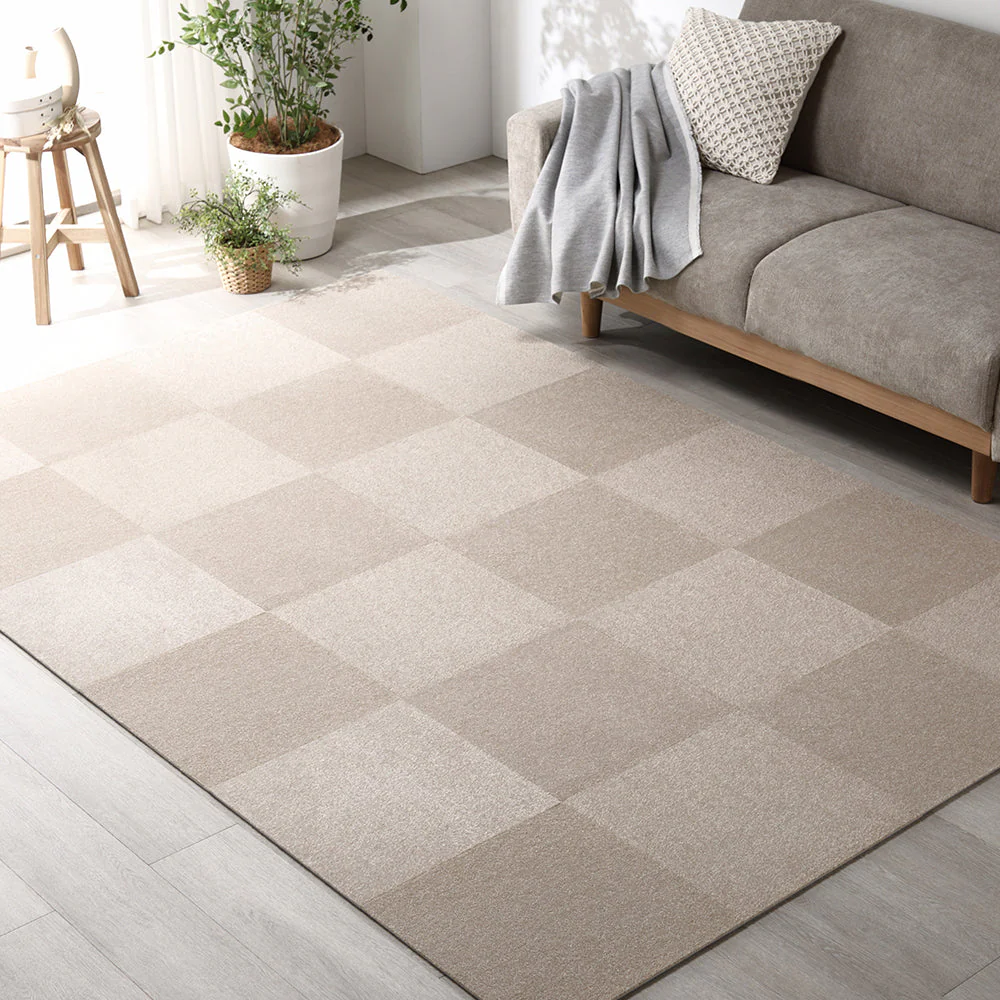 日本製 置くだけでズレない 洗える北欧調タイルカーペット ラグ用セット 約160×200cm(20枚セット) ペールイエロー - Image 38