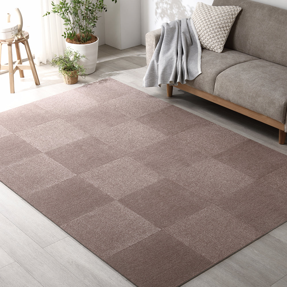 日本製 置くだけでズレない 洗える北欧調タイルカーペット ラグ用セット 約160×240cm(24枚セット) オフホワイト×ベージュ - Image 38