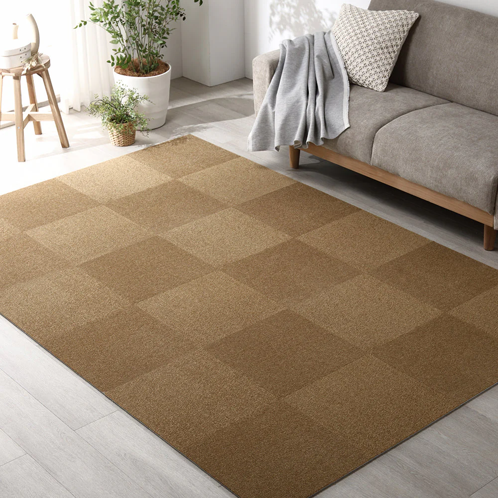 日本製 置くだけでズレない 洗える北欧調タイルカーペット ラグ用セット 約200×200cm(25枚セット) オフホワイト×グレージュ - Image 39