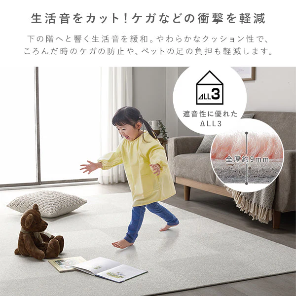 日本製 置くだけでズレない 洗える北欧調タイルカーペット 敷き詰め用セット 江戸間・団地間2畳(25枚セット) ベージュ - Image 19