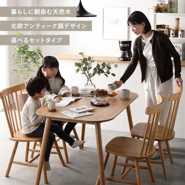 天然木 ウィンザーチェアダイニング3点セット 正方形75×75cm ホワイト - Image 3