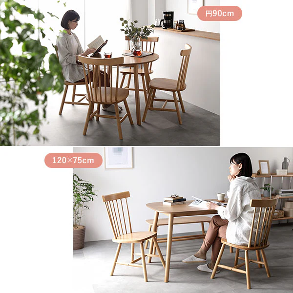 天然木 ダイニングテーブル 長方形120×75cm 単品 ホワイト - Image 25