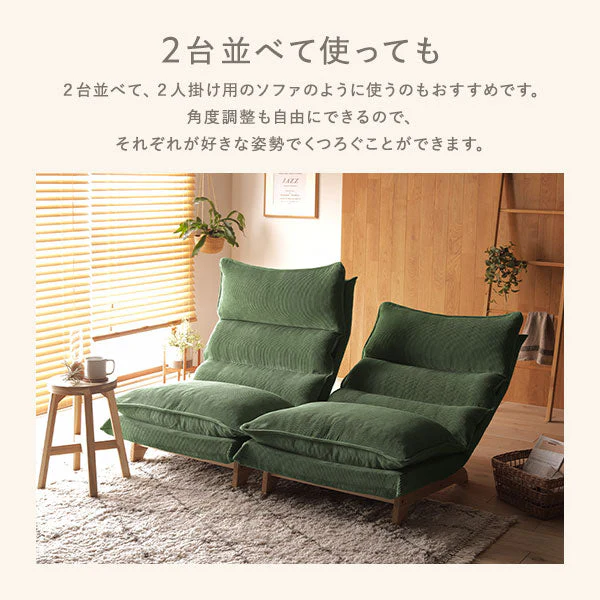 日本製 ふかふかハイバックリクライニングソファ コーデュロイ生地 モスグリーン - Image 11