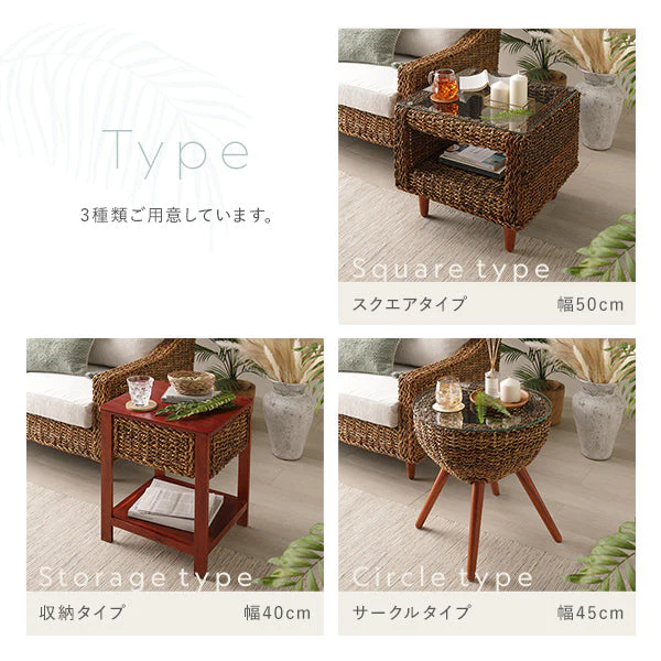 天然素材リゾートサイドテーブル（アバカ）サークルタイプ 円形45cm - Image 7