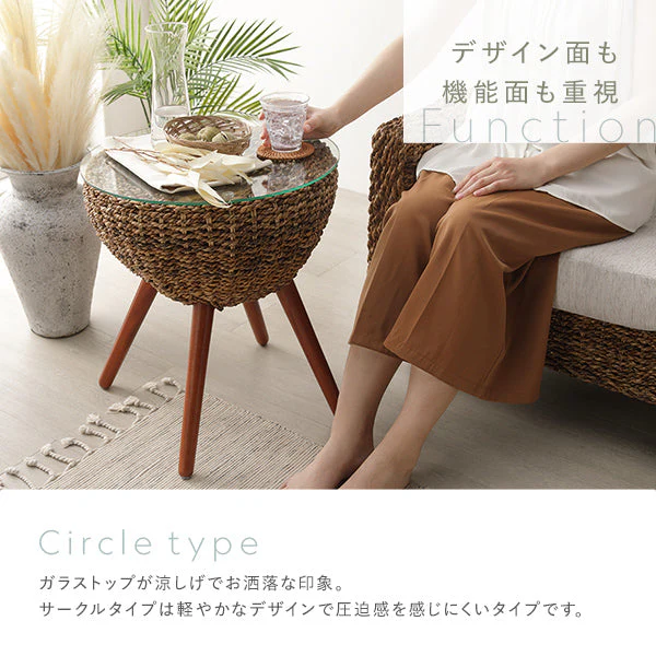 天然素材リゾートサイドテーブル（アバカ）スクエアタイプ 50cm角 - Image 5