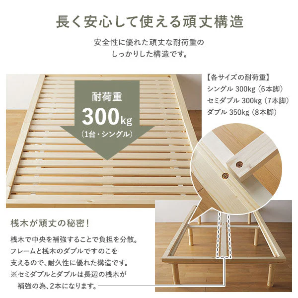 い草畳 すのこベッド 畳マット付き 天然木 3段階高さ調整 単身サイズ ブラウン 緑(双目織) - Image 18