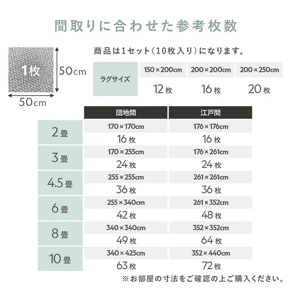日本製 軽量 洗えるタイルカーペット 遮音 防音 防ダニ 50cm幅 ブラック - Image 25