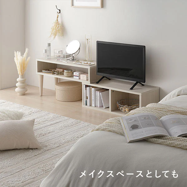 伸縮テレビボード オープンタイプ 『Aureva オーレヴァ』 75～133cm幅 木目ホワイト - Image 24