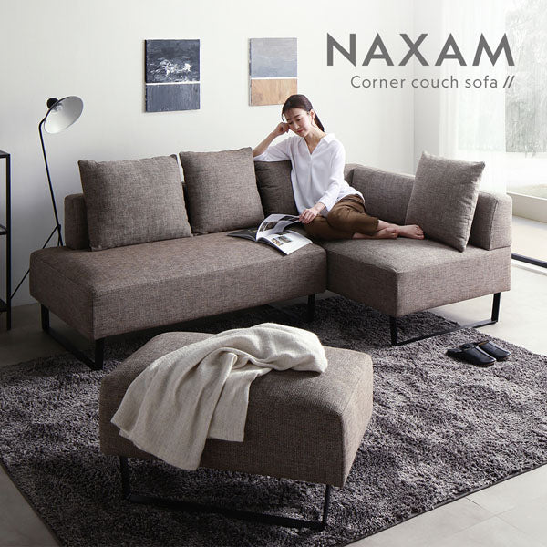 コーナーカウチソファ 『NAXAM ナザム』 2.5人掛け+カウチソファセット アッシュホワイト スチール脚 - Image 5