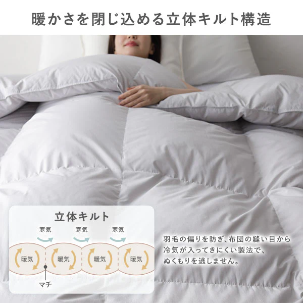 日本製 羽毛掛け布団 ダウン率75% 300dp リサイクルダウン 抗菌・防臭・防ダニ ブルー - Image 9