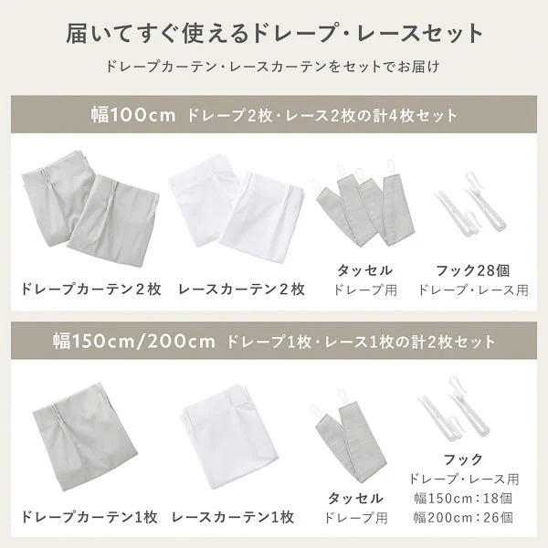 【4枚セット】日本製 遮光率100% 遮熱・遮音に優れた1級遮光カーテン ドレープ幅100cm×2枚+レース幅100cm×2枚 ライトブルー - Image 10