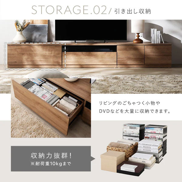 組み替え自在 ワイドテレビボード 『Tivra ティヴラ』 引き出し×扉タイプ 199.5cm幅 ストーングレー - Image 16