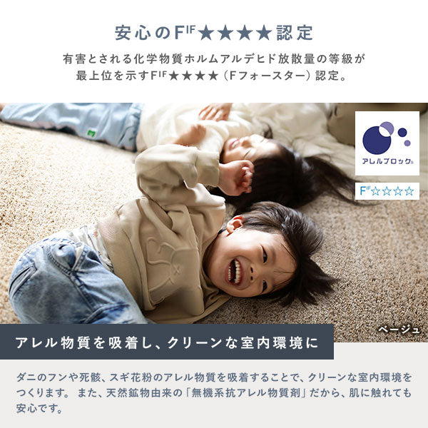 国産 洗えるミックスパイルラグ（軽量・防ダニ・アレルブロック・遊び毛防止） 約190×240cm グレージュ - Image 10